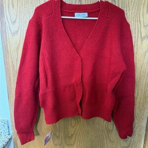 Chicwish Red Cardigan Sweater with V-Neck